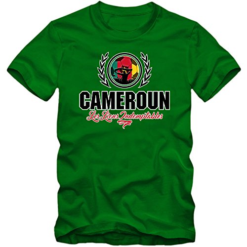 Shirt Happenz Fútbol Camerun V2 Camiseta | Hombre | Fútbol | Jersey | Lions Indomptables | Equipo Nacional, Couleur:Hellgrün (Kelly Green L190);Taille:Small