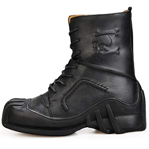 Sooiy Botas de Moto Botas de Cuero de los Hombres Ttouring Motocross Botas de protección en Carretera Cortos Botas de Moto Botas de Montar Botas de Martin,Negro,50