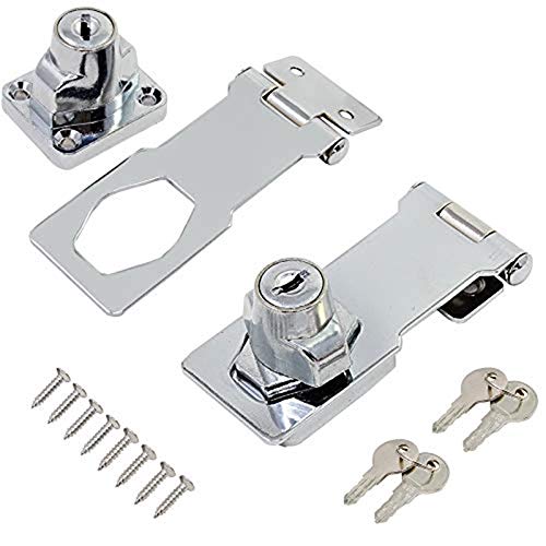 Sprießen Cerrojo de Metal 3.14 inch Hebilla del Pestillo de La Puerta con Candado y Llave Cerradura de Seguridad para Cerrar Cobertizo Puertas Gabinetes Cajas Mueble (2 piezas)