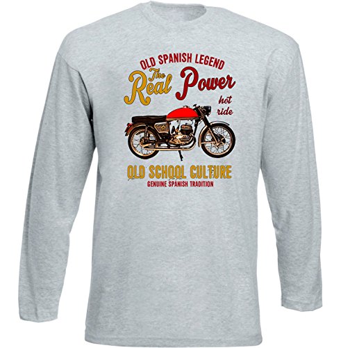 TEESANDENGINES Bultaco TRALLA 102 Tshirt de Manga Larga Gris para Hombre Size Medium