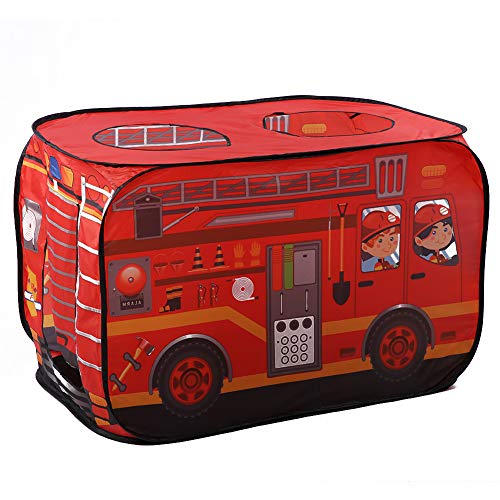 Tienda de campaña para niños, Tienda de campaña ecológica y Duradera para camión de Bomberos, Ventana emergente Plegable, Resistente al Uso en casa para(Fire Truck)