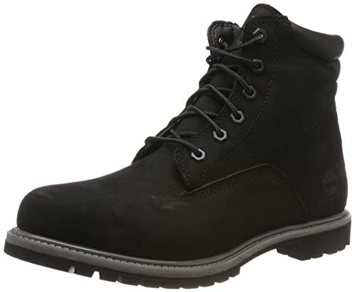 Timberland Waterville 6-Inch Basic Waterproof, Botas Chukka Mujer, Negro Black Nubuck, 37.5 EU