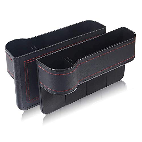 TINGZ 2 piezas Organizador Coche Asiento,Asiento universal Auto Gap Organizador Caja de Almacenamiento Asiento de Coche Lateral Gap Filler (negro, Izquierda y derecha)