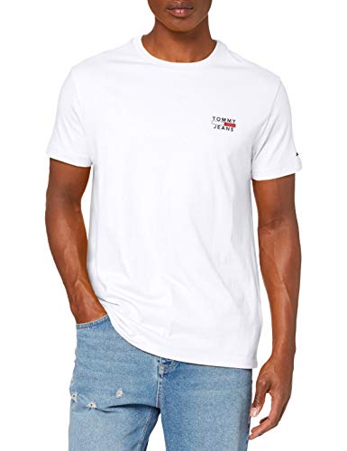Tommy Jeans TJM Chest Logo tee Camiseta, Blanco (White), Large para Hombre