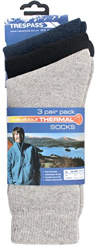 Trespass Sliced Calcetines de Invierno (3 Pares), Hombre, Gris/Negro/Azul Marino, Talla 4-7