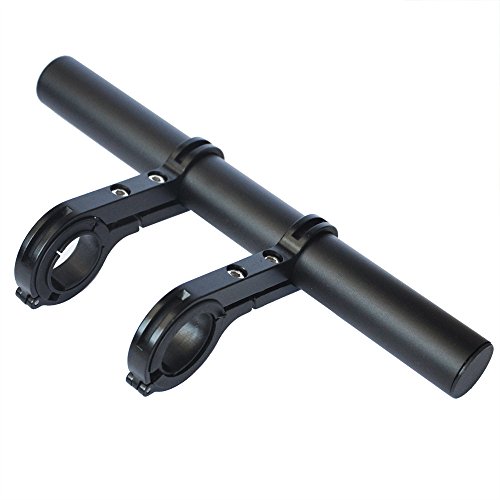 UPANBIKE Bicicleta Manillar Extensor Aleación de Aluminio Abrazadera para Bicicleta velocímetro luz(Doble abrazadera/20cm,Negro)