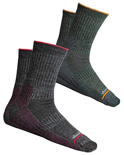 vitsocks Calcetines Lana Merino TREKKING Antiampollas Hombre, Senderismo Calientes, 2x pack: verde gris, 39-42