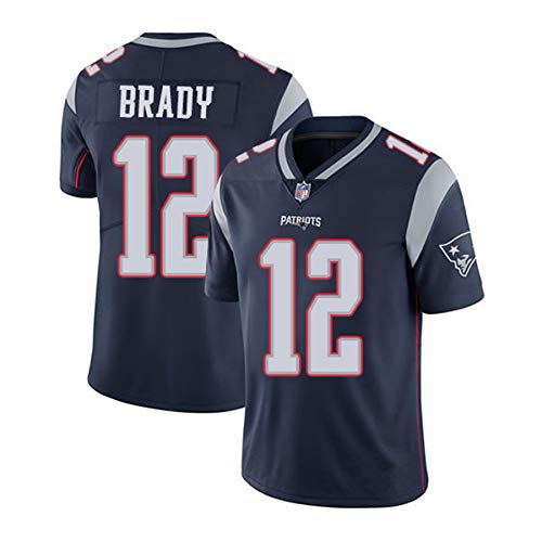 WFGY Jerseys -Tom Brady Nº 12 Patriotas De Nueva Inglaterra De Rugby Americano Jersey, Bordado De Tela, Bordado Aficionados Versión Fan Camisetas,Gris,XXXL