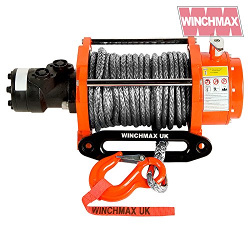 Winchmax Cabrestante hidráulico original naranja de 9072 kg, cuerda sintética Dyneema.