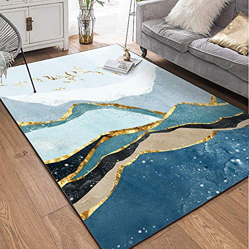 WQ-BBB Alfombras Minimalismo Antideslizante Rug Negro, Azul, marrón, Oro, Gris, montañas y ríos, decoración de Aves Alfombras pie de Cama Hermosa Habitacións La Alfombraes 80X120cm