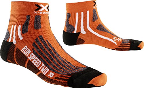 X-Socks de Hombre X Run Speed Calcetín 2 Unidades, otoño/Invierno, Hombre, Color Naranja, Negro, tamaño 35/38