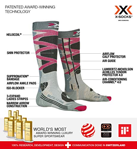 X-Socks Ski Control 4.0 Women Invierno Calcetines De Esquí, Mujer, Grey Melange/Charcoal, 37/38