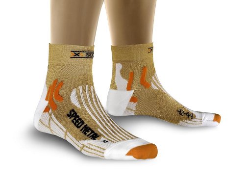 X-Socks Speed Metal – Calcetines para Hombre, Hombre, Color Dorado/Blanco, tamaño 35-38