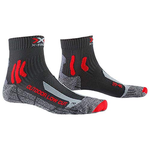 X-Socks Trek Outdoor Low Cut - Calcetines de Senderismo Unisex, N'est Pas Applicable, Unisex Adulto, Color Antracita/Rojo, tamaño FR : L (Taille Fabricant : 42-44)