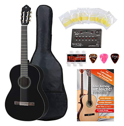 Yamaha C40 BL Guitarra clásica color negro (Incluidos funda, afinador y cuerdas)