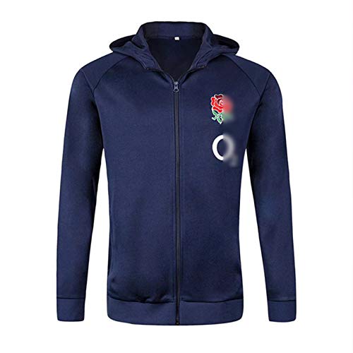 YINTE Camiseta De Rugby De La Copa Mundial De Inglaterra 2021,Sudadera con Capucha De Rugby Chaqueta para Fanáticos del Rugby para Hombre, Ropa Deportiva De Ajuste Regular Blue-XXXL