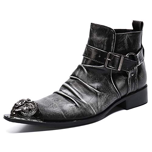 YQSHOES Estilo Británico, Botas De Hombre, Botas Cortas De Moda, Botas De Caballero,Gris,38EU/5.5UK/6US