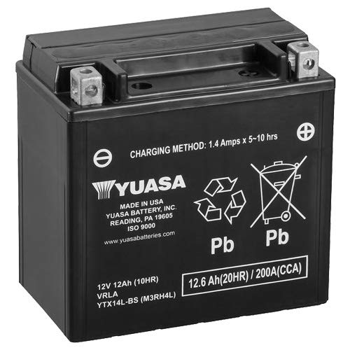 YUASA YTX14L-BS, 12 V/12 AH (dimensioni: 150 x 87 x 145) per Buell XB12X Ulysses 1200 anno di costruzione 2009