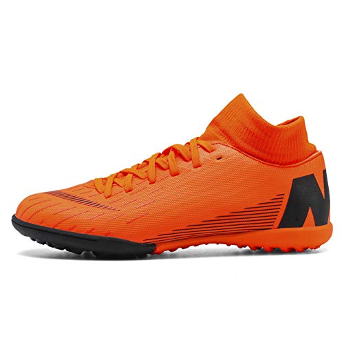 Zapato de fútbol para hombre, de alta banda C, Roxer, para jóvenes, estudiantes, deportes al aire libre, competición, entrenamiento, pie de cuero (42,8507 naranja roto n)