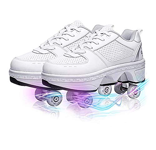 Zapatos con Cuatro Ruedas Automática Calzado de Skateboarding Deportes de Exterior Patines en Línea Aire Libre y Deporte Vibración Parpadeo Gimnasia Running Zapatillas,39