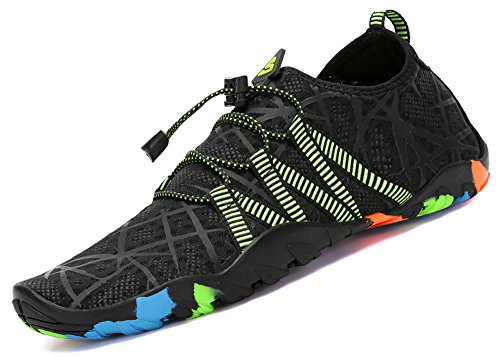 Zapatos de Agua para Buceo Snorkel Surf Piscina Playa Vela Mar Río Aqua Cycling Deportes Acuáticos Calzado de Natación Escarpines para Hombre Mujer,Negro 43