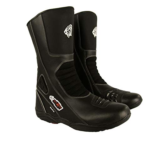 Zerimar Botas Piel Moto | Botas Moto | Botas Motocicleta de Cuero | Botas de Moto Proteccion (carbon-negro, 40)