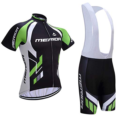 ZHLCYCL Traje Ciclismo Hombre, Maillot Ciclismo y Culotte Ciclismo con 5D Gel Pad para Verano Deportes al Aire Libre Ciclo Bicicleta, MER-Green, L