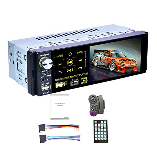 ZSLGOGO | 1 DIN Radio Coche Bluetooth Manos Libres, Autoradio Bluetooth Coche, Reproductor Multimedia, Pantalla táctil capacitiva de 4.1 Pulgadas, Radio Am/FM/RDS, cámara Trasera IR