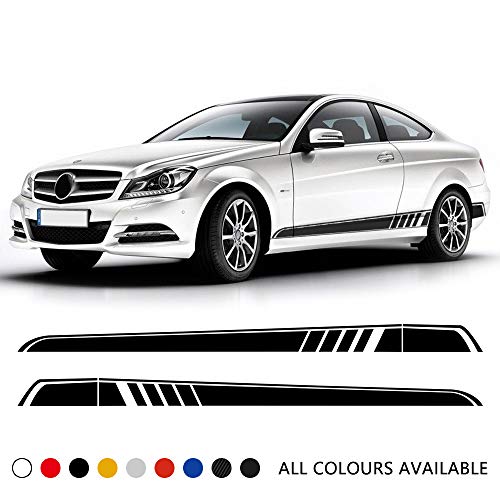 ZYHZJC Racing Sport Door Side Stripes Skirt Vinyl Decal Sticker para Mercedes-Benz C Class W204 Coupe C63 C180 C200 C300 AMG