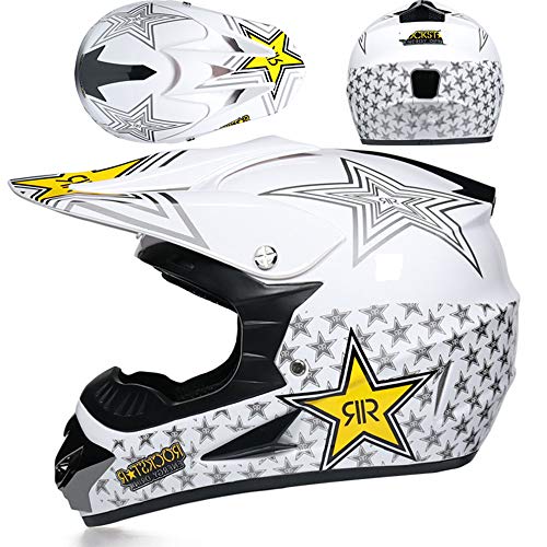 ZYW Fuera De La Carretera Casco De Moto Casco De Carreras Profesionales Casco De Motocicleta Al Aire Libre Anti-Choque contra La Caída Completa De La Motocicleta del Casco De Dar 3 Regalos,Style 1,S