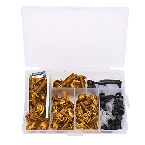 158 Unids/set Kit Universal de Pernos de Carenado de Parabrisas de Motocicleta ABS + Sujetadores de Aluminio Clip Carrocería Tornillos Kit de Tuercas Variedad de Color(oro)