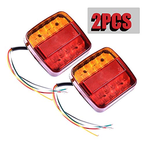 2pcs Luces Pilotos Traseras Remolque LED Piloto Freno de Señal Impermeable Ambar Lámpara de Matrícula Placa Indicador Luces de Cola para Caravana Coche Camión Barco Tractor 12V (20LED)