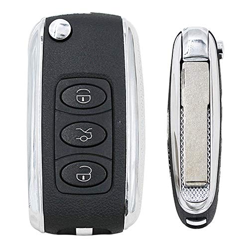 3 Botones para VW B5 Carcasa de Llave remota para Bentley Style Silver Side Modified Flip Remote Key Shell