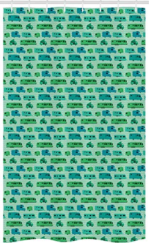 ABAKUHAUS Camper Cortina para baño, Plazas y caravanas, Tela con Estampa Digital Apta Lavadora Incluye Ganchos, 120 x 180 cm, Verde Menta Verde