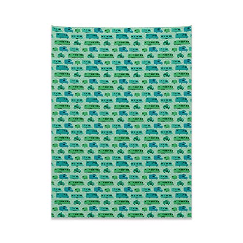 ABAKUHAUS Camper Tapiz de Pared y Cubrecama Suave, Plazas Y Caravanas, Resistente a la Suciedad, 110 x 150 cm, Verde Menta Verde Y Azul