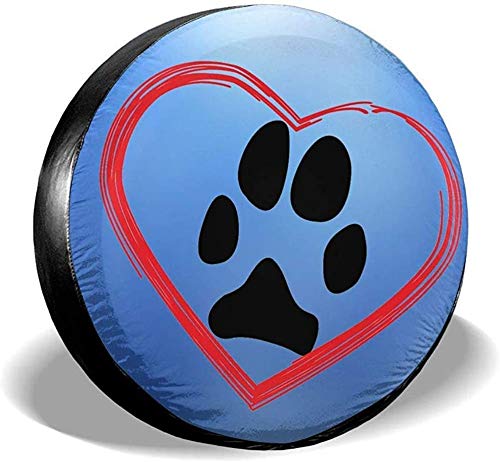 ADGoods Cubierta del neumático Waterproof Wheel Covers,Tire Protectors,Spare Tire Cover,Heart Dog Paw Universal Tyre Cover Trailer,RV,SUV,Camper Travel,Jeep,Truck 15 Inch