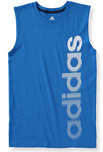 adidas Boys Active Muscle Tee Sport Logo Tank (Bright Blue/White, X-Large (18/20))