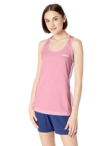 adidas Design 2 Move 3-Stripes Tank Top Camiseta de Tirantes Anchos, Rosa Verdadero, S para Mujer