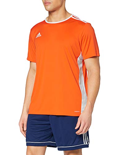 adidas Entrada 58 Camiseta de Fútbol para Hombre de Cuello Redondo en Contraste, Naranja (Orange/White), M