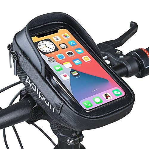 Adiport Bolsa para Manillar de biciclet,Bolsas para el Manillar Bici Impermeable,Carcasa de EVA para Ciclismo, se Adapta a Telefono Móvil para iPhone Samsung de hasta 6,5 Pulgadas