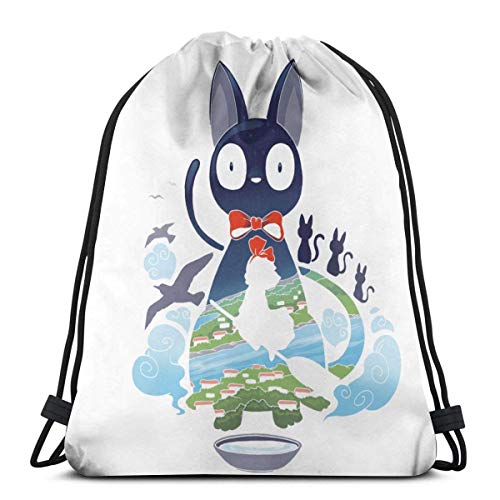 Almost-Okay-Shop Bolsas con cordón para deporte, gimnasio, fiesta, bolsa de regalo, bolsa de regalo con cordón, bolsa de regalo de almacenamiento, bolsa de regalo - Kiki, servicio de entrega JIJI Cat