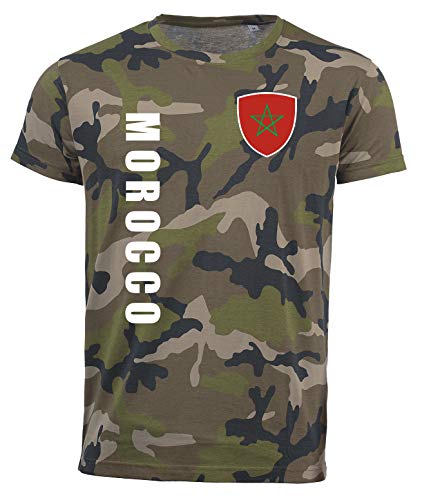 aprom - Camiseta de manga corta, diseño de camuflaje Marruecos Negro XXL