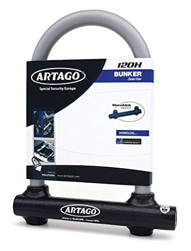 Artago 120H220-I Candado Antirrobo Moto U Alta Gama Monoblok Forjado Doble Cierre Homologado SRA 120x220 mm