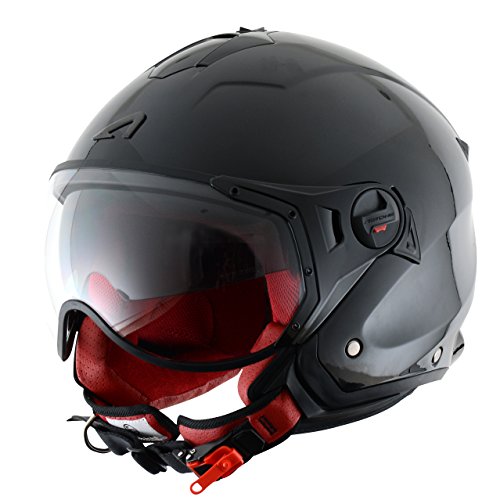 Astone Helmets MINISPORT-BKS Minijet Sport - Casco de motocicleta, Negro Brillante, S