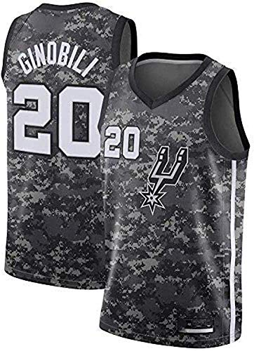 ATI-HSKJ Manu Ginóbili # 20 Hombres del Jersey, NBA San Antonio Spurs Ventilador Jersey Retro Bordados Malla De Baloncesto Ropa De Entrenamiento, Unisex Camiseta Sin Mangas,L(175~180cm/75~85kg)