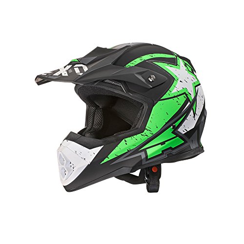 AXO Casco de Motocross Tribe, color Verde/Negro/Blanco, talla L