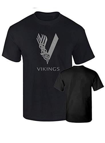 B & C Camiseta Vikings Vikingos Impresion Plateada Premium Algodon Calidad 190grs (XL)