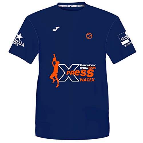 Barcelona Padel Tour | Camiseta Técnica de Manga Corta para Hombre Joma Xpress by Nacex con Estampación Especial de Pádel | De Tacto Suave y Secado Rápido | Ropa Deportiva Azul Marino XL