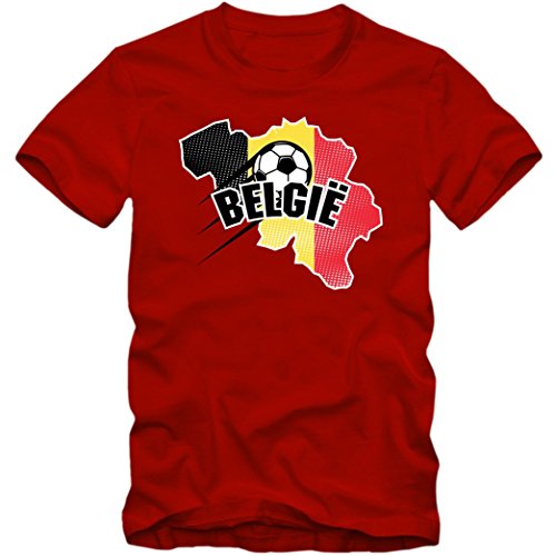 Bélgica Campeonato De Europa 2016#1 Camiseta | T-Shirt | Fútbol | Belgique | Hombre | De Rode Duivels | Jersey | Equipo Nacional, Colour:Red;Size:XX-Large