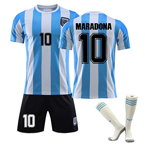 beootcr 1986 Camiseta De Fútbol De Argentina, Mara-Dona 10# Traje De Entrenamiento Clásico Retro del Equipo Nacional, Conjunto De Camiseta De Fútbol para Hombre Kids 16 SuitA